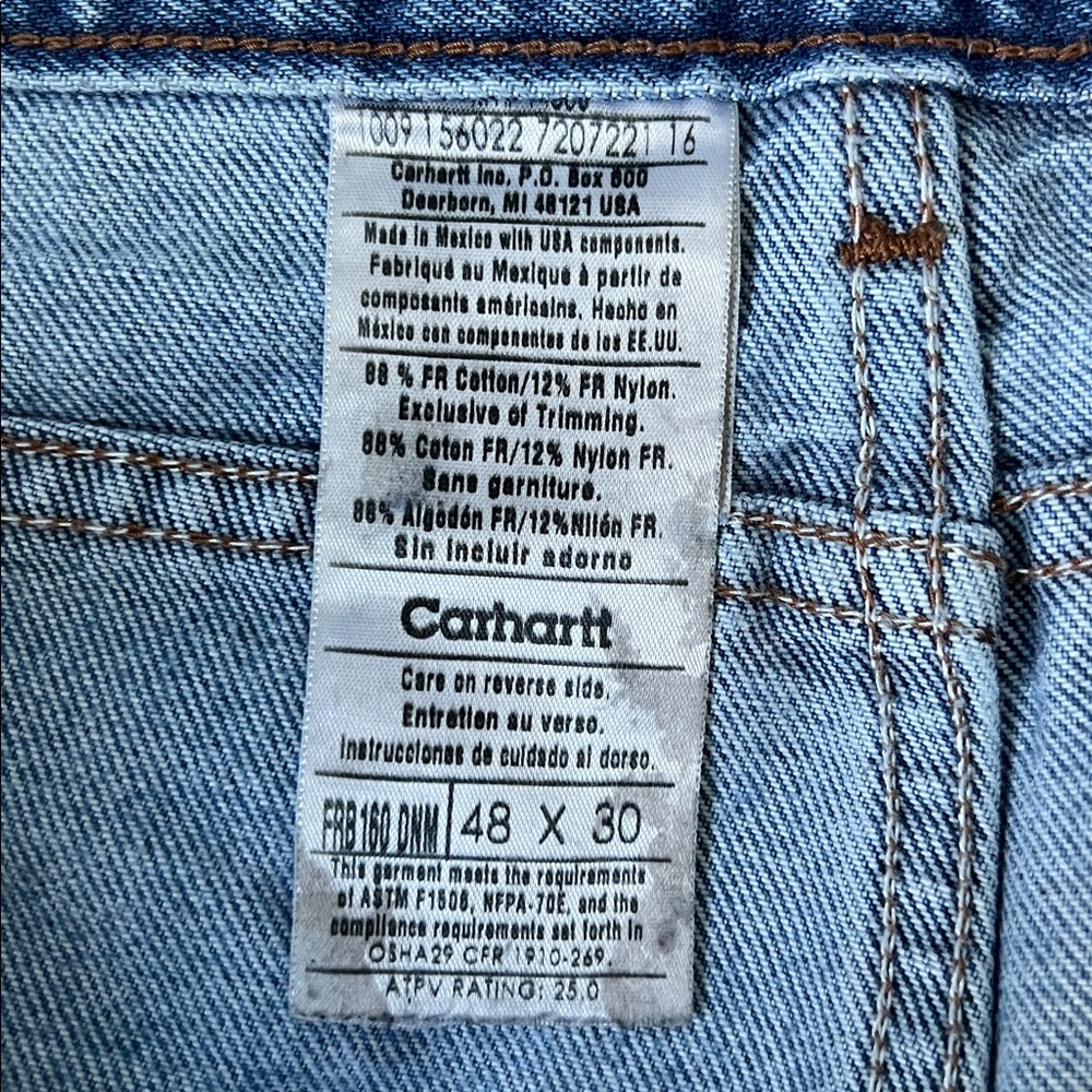 Carhartt Men's Flame Resistant Light Blue Jeans - 48x30 - Picture 5 of 14